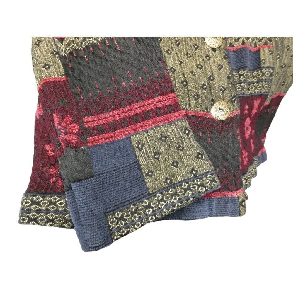 TravelSmith Patchwork Textured Jacket Button Front Cotton‎ Women's Large Petite - Picture 4 of 16